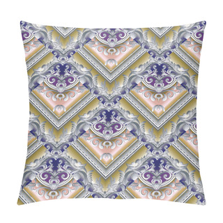 Personality  Baroque 3d Seamless Pattern. Damask Floral Background.  Pillow Covers