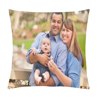 Personality  Happy Mixed Race Family Posing For A Portrait Pillow Covers