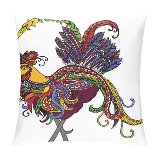 Personality  Hand Drawn Rooster Isolated On White Background. Vector Pillow Covers