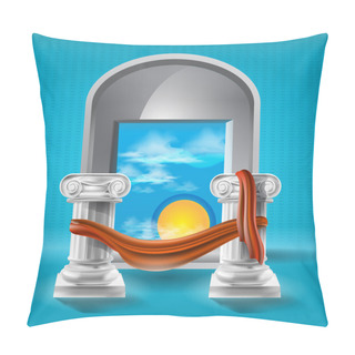 Personality  Wonderful Sunset View Between Roman Columns. Vector Background. Pillow Covers