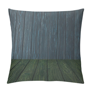 Personality  Green Striped Tabletop And Dark Blue Wooden Wall Pillow Covers