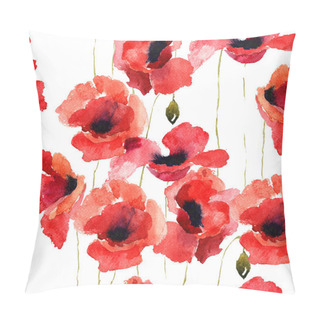Personality Stylized Poppy Flowers Illustration Pillow Covers