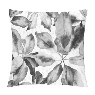 Personality  Schefflera Arboricola Seamless Pattern. Evergreen Variegated Walisongo Plant With Exotic Flowers. Monochrome And Greyscale Schefflera Actinophylla Hayata Repeated Ornament Botanical Watercolor Print. Pillow Covers
