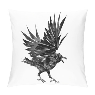 Personality  Drawn Crow Bird On White Background From Behind Pillow Covers