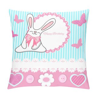 Personality  Greeting Birthday Card With Cute Bunny Pillow Covers