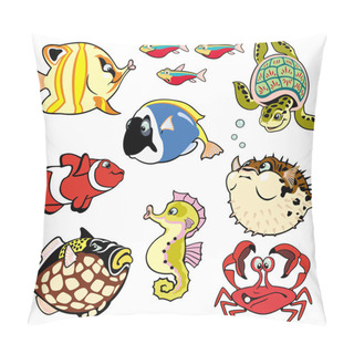 Personality  Set With Cartoon Fishes Pillow Covers