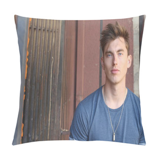 Personality  Portrait Of A Young Appealing Blond Man With Copy Space Pillow Covers