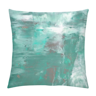 Personality  Turquoise And Grey Abstract Art Painting Pillow Covers