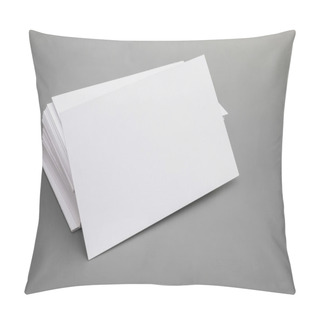 Personality  Blank Business Cards Stack Up On Grey Background Pillow Covers