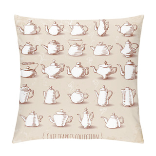 Personality  Sketches Of Cute Boiling Teapots Hand-drawn In Vintage Style. Pillow Covers