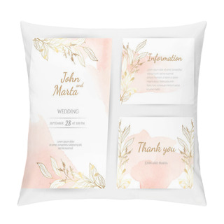 Personality  Wedding Invitation With Gold Flowers. Eps10 Pillow Covers
