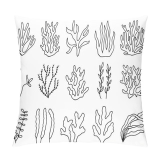 Personality  Algae Icon Set. Marine Plants Isolated. Pillow Covers