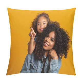 Personality  Happy Mother's Day! Adorable Sweet Young Afro-american Mother With Cute Little Daugh. Pillow Covers
