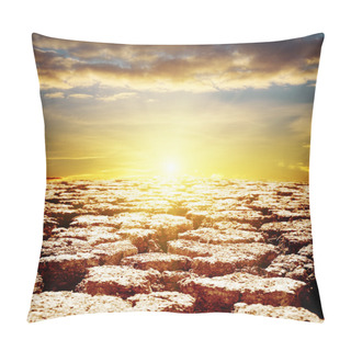 Personality  Cracked Desert Close Up And Sunset Over It Pillow Covers