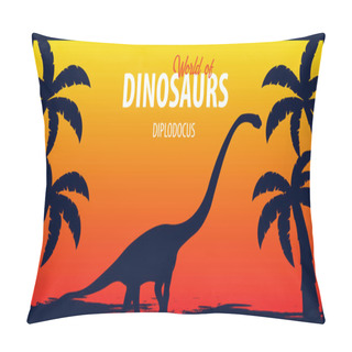 Personality  Poster World Of Dinosaurs. Prehistoric World. Diplodocus. Jurassic Period. Pillow Covers