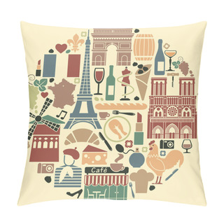 Personality  Symbols Of France In The Form Of A Circle Pillow Covers
