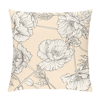 Personality  Seamless Pattern With Poppy Flowers Pillow Covers