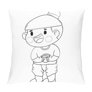 Personality  Happy Songkran Festival Line Art Pillow Covers