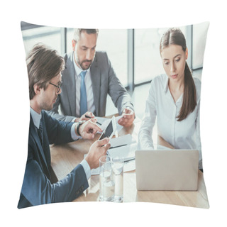 Personality  Confident Young Business Partners Working Together At Modern Office Pillow Covers