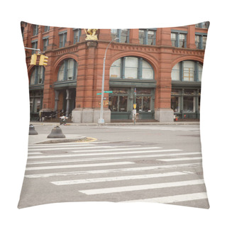 Personality  Famous Puck Building Near Pedestrian Crossing In Manhattan District, Landmark Of New York City Pillow Covers