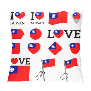 Personality  Flag Of Taiwan. Set Of Vector Flags Pillow Covers