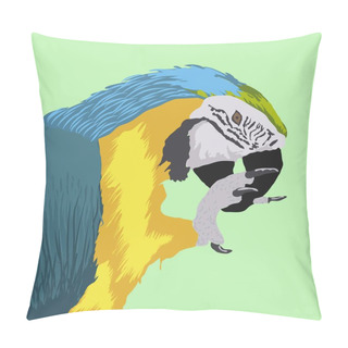 Personality  Digital Illustration Of A Colorful And Tropical Parakeet Pillow Covers
