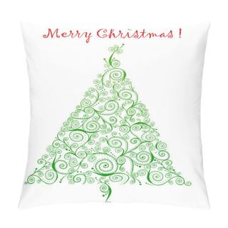 Personality  Curlicue Christmas Tree Greetings Pillow Covers