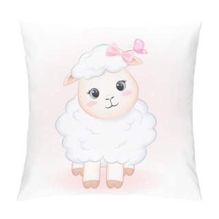 Personality  Cute Little Sheep And Butterfly Hand Drawn Cartoon Animal Illustration Pillow Covers