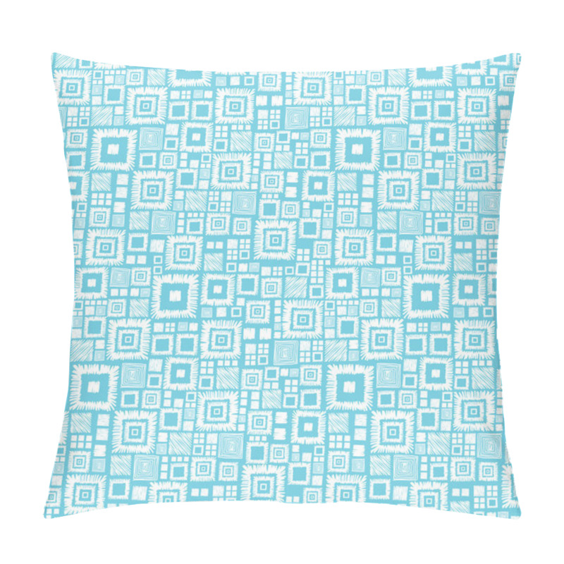 Personality  Blue And White Geometric Squares Seamless Pattern Background Pillow Covers