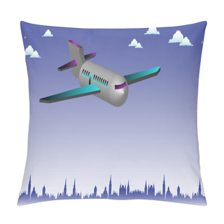 Personality  Plane Flying Over The City Pillow Covers