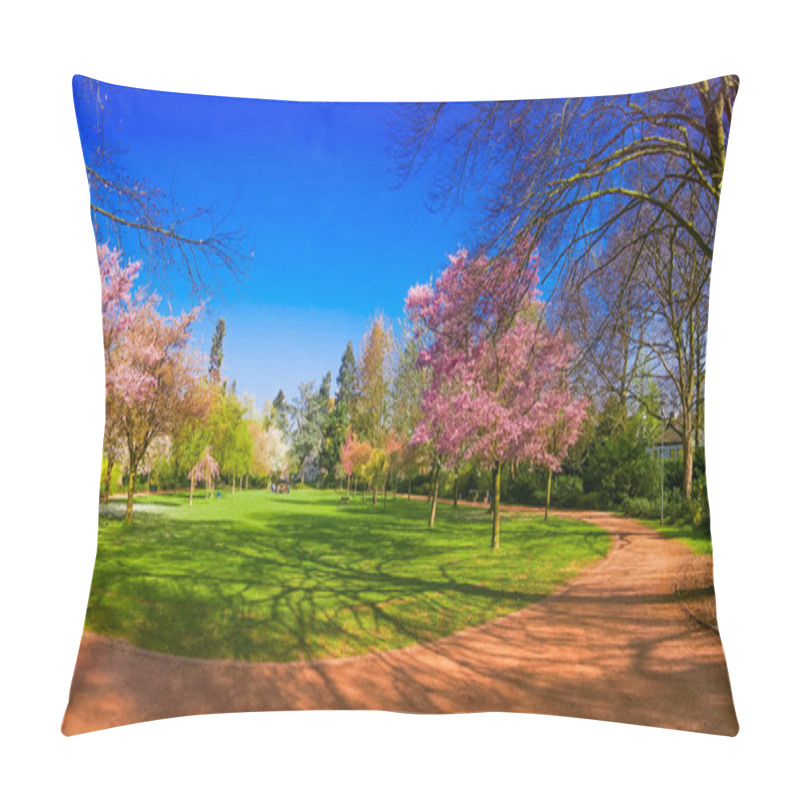 Personality  Spring Park landscape. Panoramic view of a park pillow covers