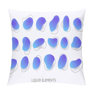 Personality  Set Of Abstract Liquid Shape. Gradient Iridescent Shapes. Set Isolated Liquid Elements Of Holographic Design. Pillow Covers