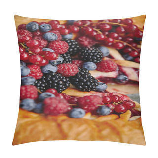 Personality  Close Up Of Tasty Berries Pie With Raspberries, Currants, Blueberries And Blackberries Pillow Covers
