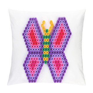 Personality  Perler Bead Butterfly. Close Up. White Isolated Background. Pillow Covers