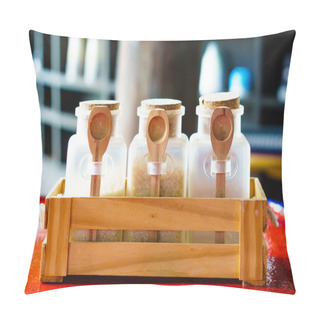 Personality  Coffee-Mate Sugar In Jars Focus On Wood Spoon Pillow Covers