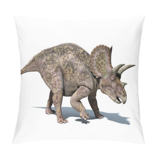 Personality  Triceratops Dinosaur, Isolated On White Background Pillow Covers