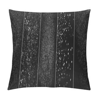 Personality  Set Of Distressed White Grainy Texture. Dust Overlay Textured. Grain Noise Particles. Snow Effects Pack. Rusted Black Background. Vector Illustration, EPS 10.    Pillow Covers