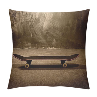Personality  Skateboard Against Grunge Wall Pillow Covers