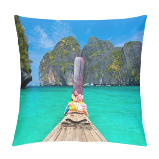 Personality  Wooden Boad In Maya Bay, Thailand. Pillow Covers
