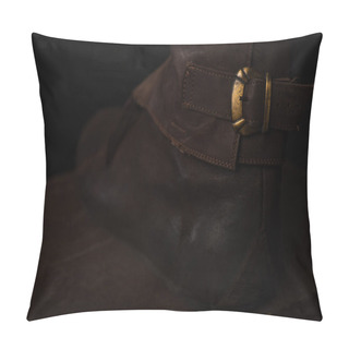 Personality  Close Up View Of Medieval Scottish Brown Leather Shoes With Buckle Pillow Covers