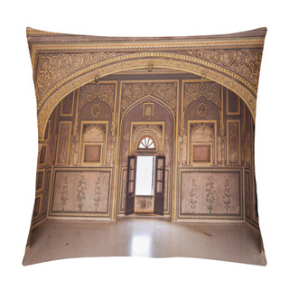 Personality  Historic Nahargarh Fort Interior Architecture With Intricate Wall Artwork And Carvings At Jaipur, Rajasthan, India Pillow Covers