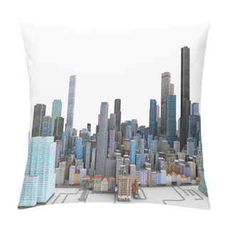 Personality  Architectural 3D Model Illustration Of A Large City On A White Background Pillow Covers