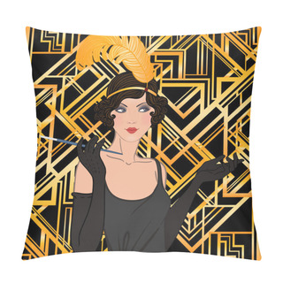 Personality  Flapper Girl: Retro Party Invitation Pillow Covers