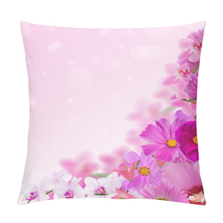 Personality  Corner From Different Pink Flowers Pillow Covers