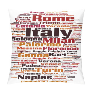 Personality  Cities In Italy Word Cloud Pillow Covers