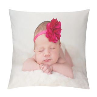 Personality  Newborn Baby Girl With Hot Pink Flower Headband Pillow Covers