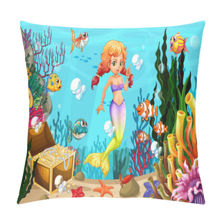 Personality  Mermaid And Many Fish Under The Ocean Pillow Covers