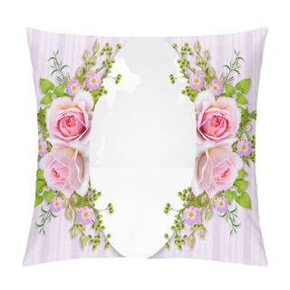 Personality  Golden Textured Curls. Oriental Style Arabesques. Brilliant Lace, Stylized Flowers. Openwork Weaving Delicate. Garland Of Delicate Pink Roses, Green Leaves, Branches With Berries. Pillow Covers