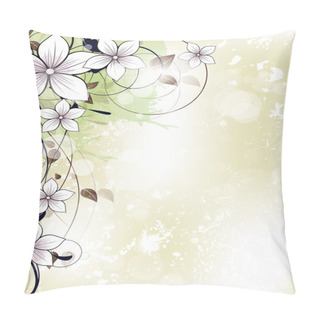 Personality  Abstract Floral Spring Background With Flowers And Swirls Pillow Covers
