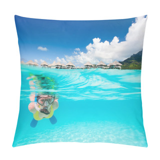 Personality  Woman Snorkeling In A Tropical Lagoon Pillow Covers